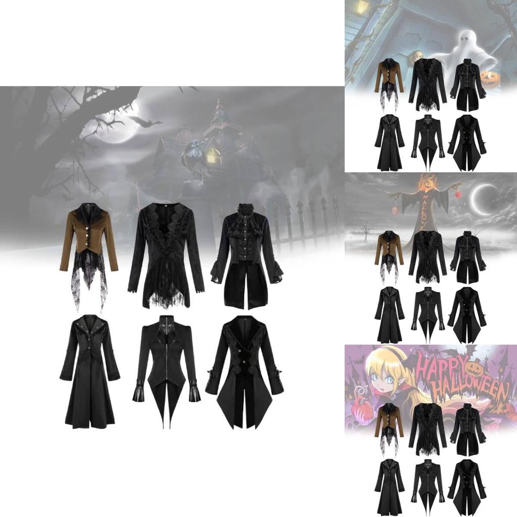 Очаровательный длинный тренч в стиле темного фэнтези для всех полов, в черном и коричневом цветах