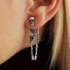 Halloween Skeleton Dangle Ear Jackets 1 Pair- Retro Style Ghost Festival Earrings for Themed Parties