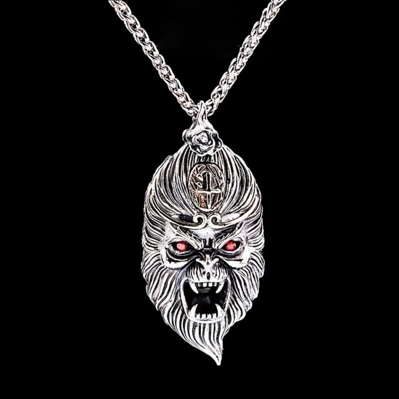 Регулируемое Игровое Ожерелье с Прочным Подвесом Король Обезьян, Посеребренная Латунь, Портативный Модный Аксессуар для Геймеров