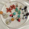 Salircon 5 Styles Retro Hollowout Round Drop Earrings Women Boho Acrylic Bead Tassel Pendant Earring Trendy Jewelry Accessories