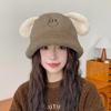 Puppy Ears Plush Fisherman Hat for Women Winter Korean Style Cute Student Versatile Face Showing Small Thickened Warm Basin Hat