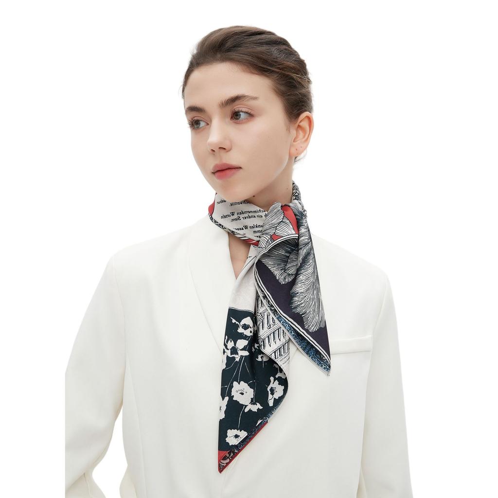 Zhonggao Youpin 2025 new spring, summer and autumn thin headscarf double-sided printed silk scarf square scarf