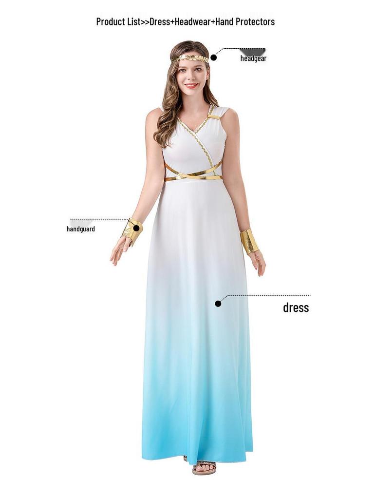 Greek Goddess Halloween Costume - Cosplay Masquerade Party Dress for Stage Performance