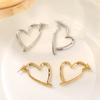 1 Pair Huggie Earrings Retro Hollow Heart Shape Solid Color Anti-allergy Electroplated Lightweight Ear Decoration Jewelry Commute Hanging Ear Hooks