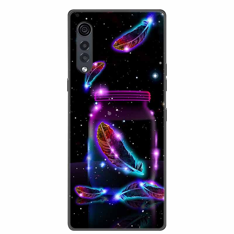Для телефона LG Velvet Роскошный Чехол Черный Мягкий Силикон ТПУ Задняя Крышка для LGVelvet 5G Funda LMG910EMW Защитный Колпачок Capa Мультяшный Coque