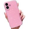 Pink Cute Glitter Case For iPhone 16 Pro Max 15 Plus 14 13 12 11 X XS XR SE 2022 2020 7 8 16Pro Sparkly Shiny Girly Women Girl Phone Cover Accessories