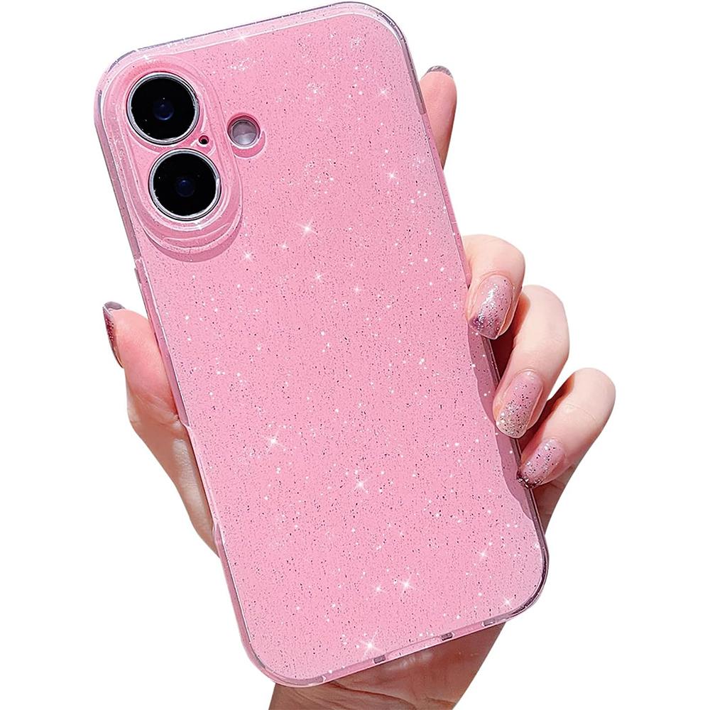 Розовый милый блестящий чехол для iPhone 16 Pro Max 15 Plus 14 13 12 11 X XS XR SE 2022 2020 7 8 16Pro блестящий девчачий женский чехол для телефона аксессуары