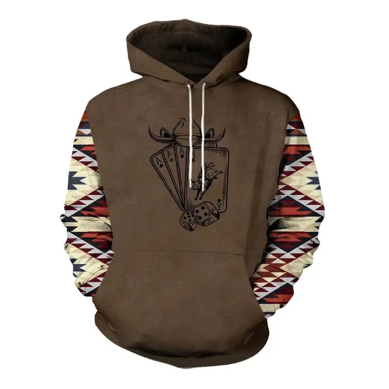 Мужская модная толстовка на весну и осень, трендовая толстовка с 3D-принтом покера, ретро, хай-стрит, хип-хоп, повседневная, удобная толстовка