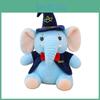Plush Elephant Toy For Kids Soft Cartoon Sleeper Pillow With Wizard Hat And Bow Decor