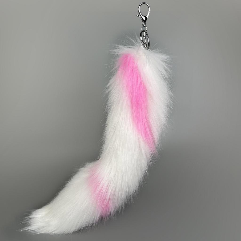 Faux Animal Tail Keychain Colorful Keyring 40cm Plush Furs Pendant Accessory for Bags and Car Keys Soft Decorative Charm