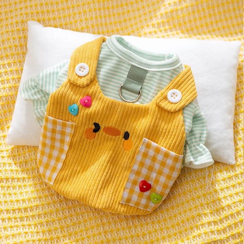 Ragdoll Cat Autumn Thin Dog Clothes Plaid Pocket Puppy Sweatshirt Teddy British Shorthair Leashable Two Legs Coat Pet Clothing