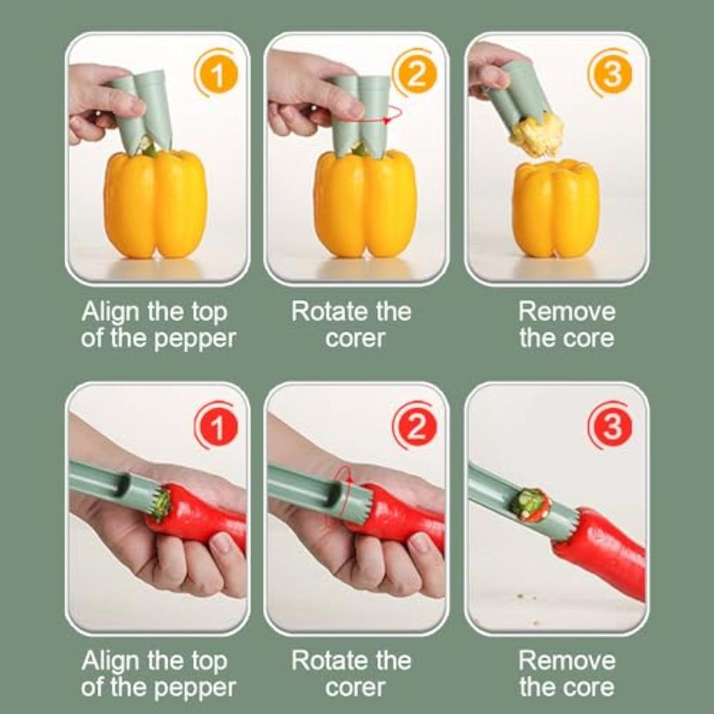 2025 Модернизированная машина для удаления сердцевины перца, 2-в-1 резак для болгарского перца и устройство для удаления семян для простого удаления сердцевины из фруктового перца