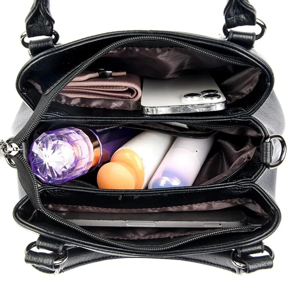 Женская сумка через плечо из мягкой кожи высокого качества, 3 слоя, брендовая, дизайнерская, роскошная