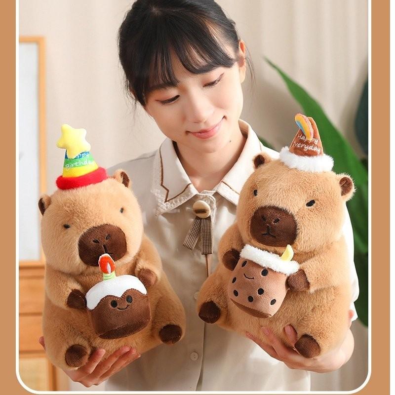 Adorable Capybara Plush Toy With Cartoon Flower Design For Cozy Home Decor