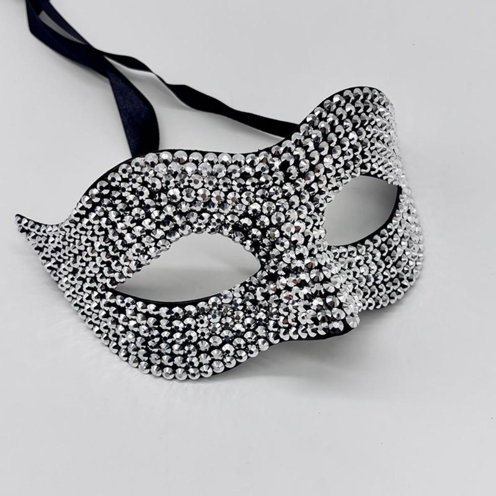 Plastic Halloween Rhinestone Mask Studded Design Masquerade Mask Luxury Half Face Mask Club