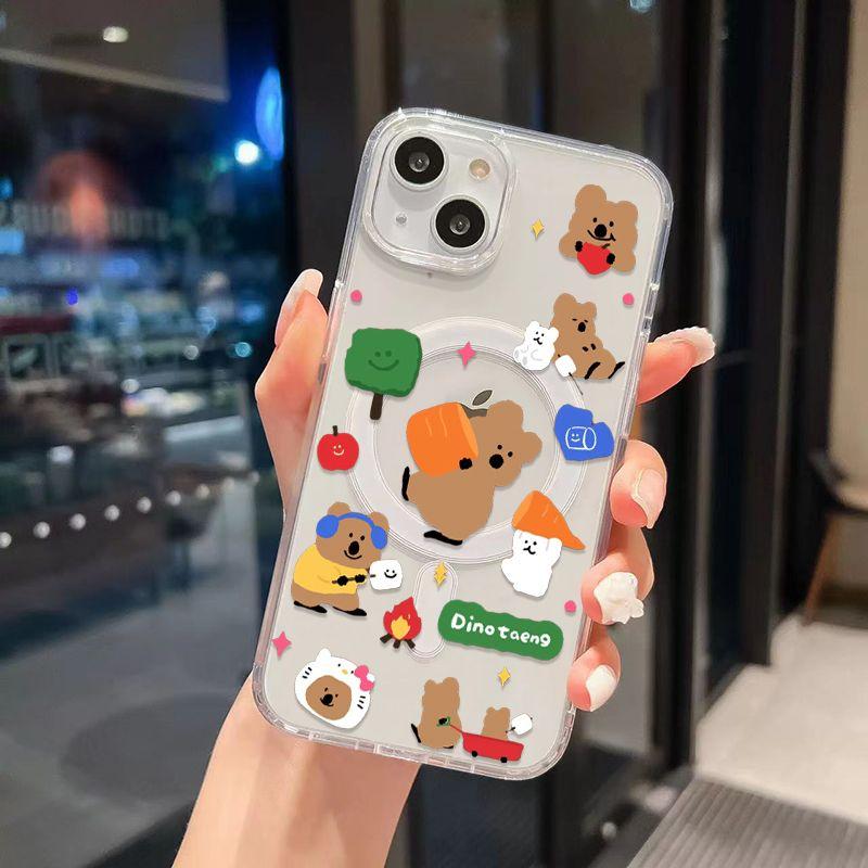 Lovely Bear Quokkas Wireless Charging Case for iPhone 17 Air 16 E 15 14 13 12 Mini 11 Pro Max Transparent Silicone Edge Cover