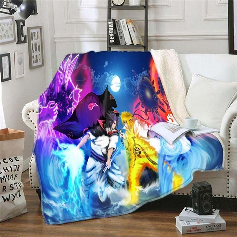 Мягкое фланелевое одеяло с рисунком Наруто, всесезонное легкое теплое одеяло для гостиной/спальни