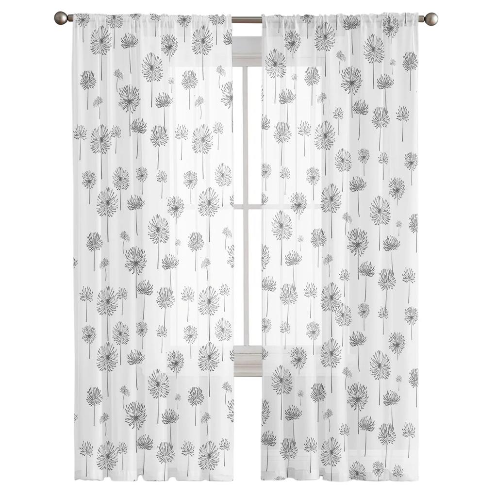 Ручной рисунок одуванчика, прозрачные шторы для гостиной, кухни, оконные шторы, тюлевые занавески для спальни, вуали