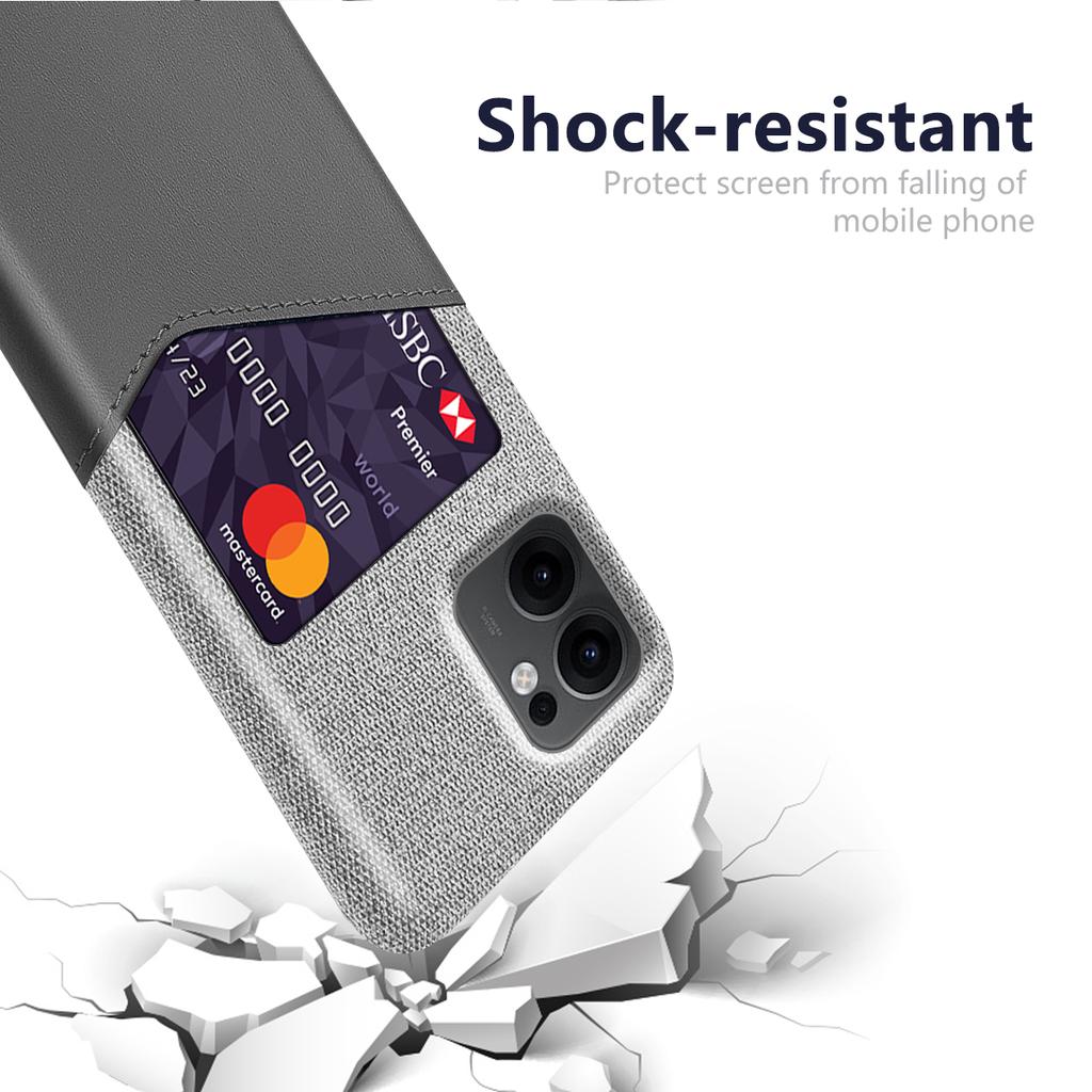 For Oppo Reno13 F 5G (Reno 13 FS 5G)/4G Case PU Leather Cloth Texture Hard PC Phone Cover with Card Holder