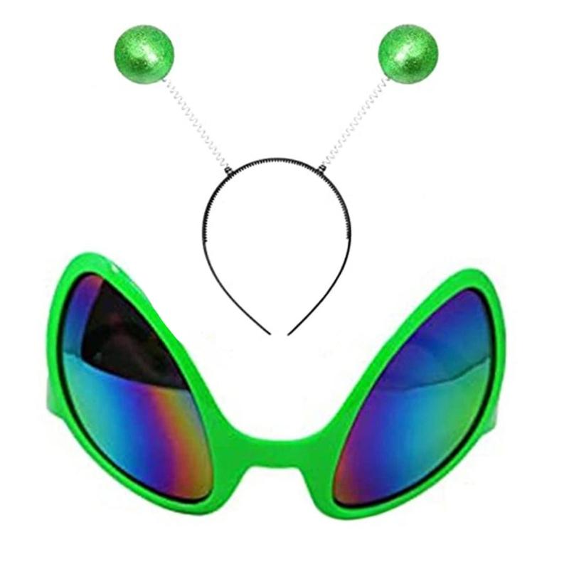 Костюм на тему космоса Набор инопланетной повязки на голову и очков Забавные аксессуары для костюма инопланетянина Марсианская повязка на голову с антеннами