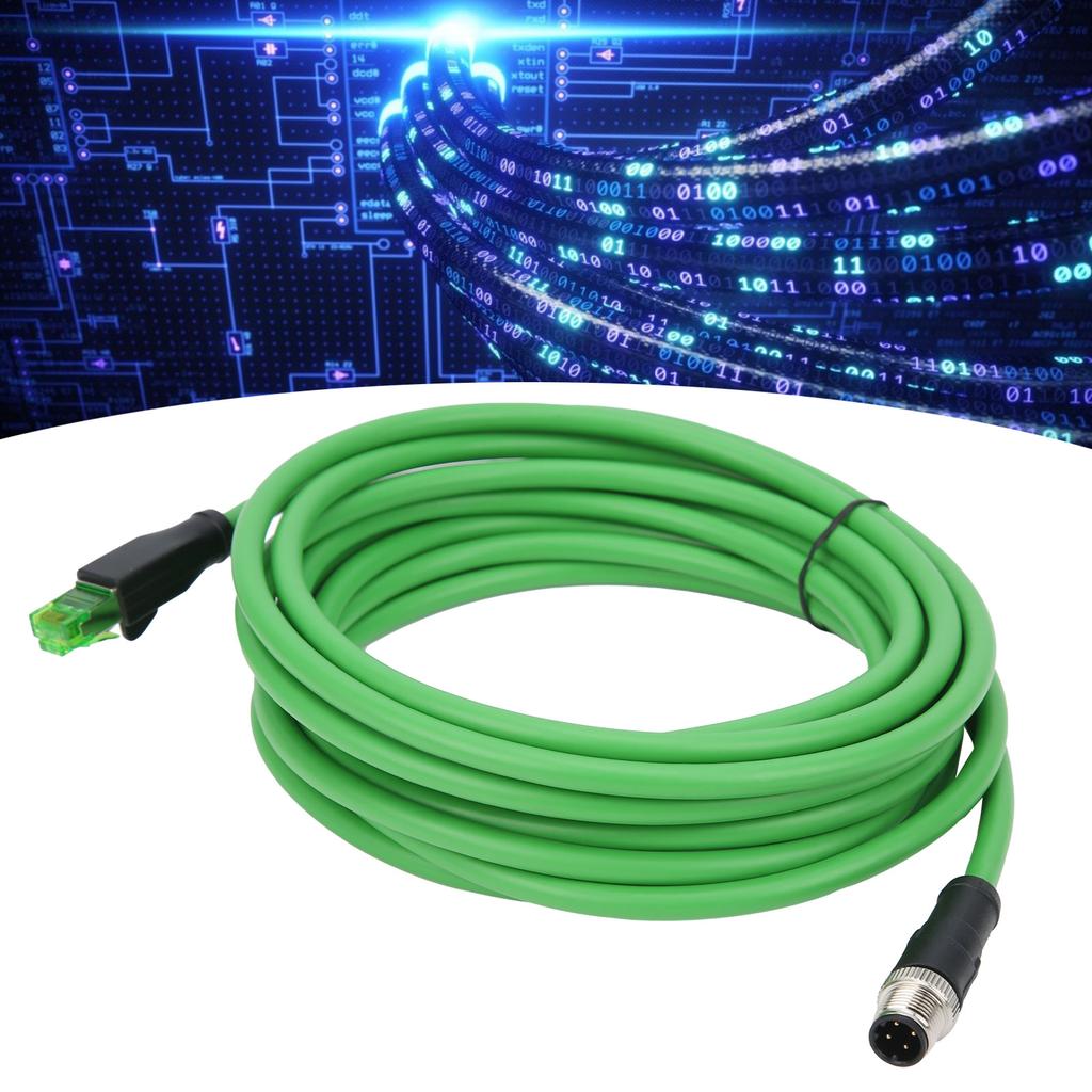 M12 To RJ45 Industrial Ethernet Cable IP67 Waterproof Connecting Line Wire 5m 16.4ft Length
