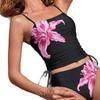 1011 new black background flower print sexy suspender slim and thin split holiday beach swimsuit women