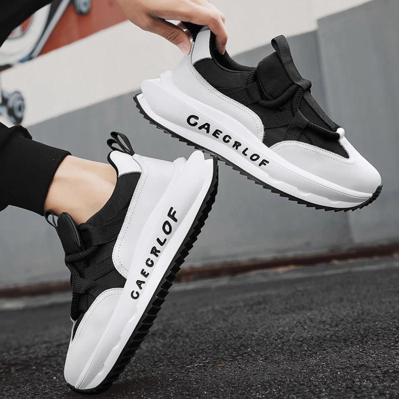 Мужская обувь на толстой подошве с высокой подошвой 2024 года, новая универсальная мужская дышащая нескользящая спортивная обувь, удобная повседневная обувь для путешествий на открытом воздухе