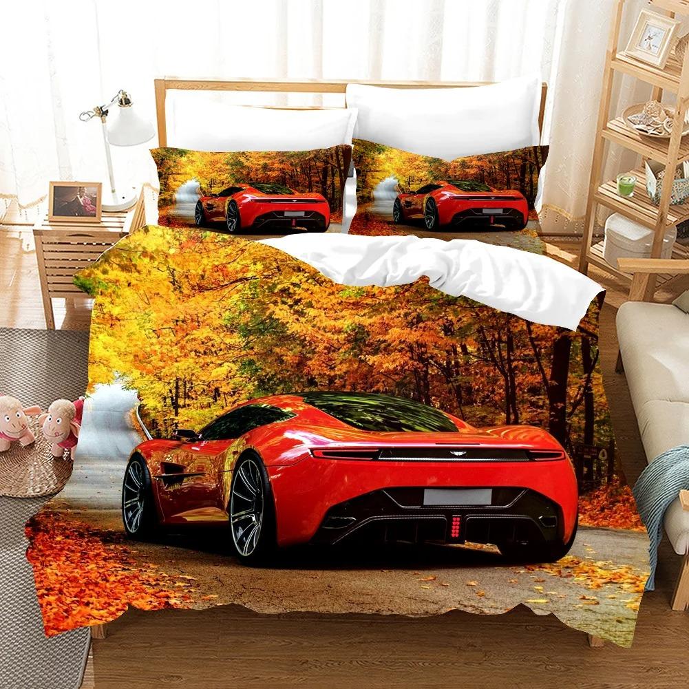 Sports Car Race Car Bedding Sets Quilt Bed Cover Comforter Duvet Cover Pillow Case 2-3 Pieces Sets Kids Adult Bedroom Decor