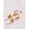 Yhpup Cute Mini Conch Fish Pearls Stud Earrings Set 16K Golden Platinum Plated Daily Wear Fashion Waterproof Jewelry Recommend