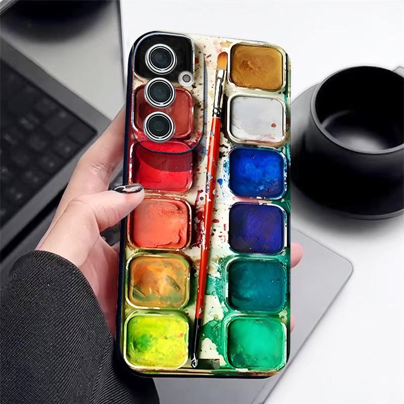 Чехол с цветочным полосатым узором для Samsung A57 A37 A17 A56 A36 A16 A55 A35 A15 A54 5G S21 FE S22 S23 S24 Plus S25 S26 Ultra Силиконовый чехол с текстурой кожи