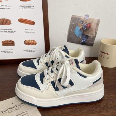 Бархатные туфли в гонконгском стиле, хлопковые, маленькие белые туфли, женские зимние новые универсальные шикарные теплые хлопковые туфли, спортивная и повседневная обувь для пар, обувь для скейтборда