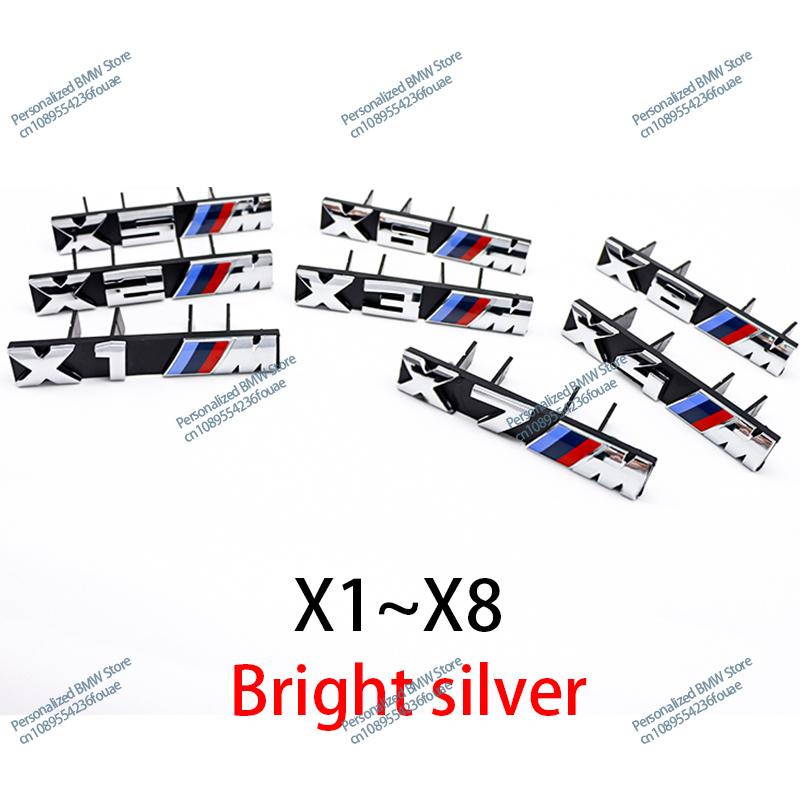 AAAQT1 M Logo Car Front Hood Grille Badge For BMW M1 M2 M3 M4 M5 M6 M7 M8 X3M X4M X5M X6M ABS Glossy Black X Emblem Front Grille Badge