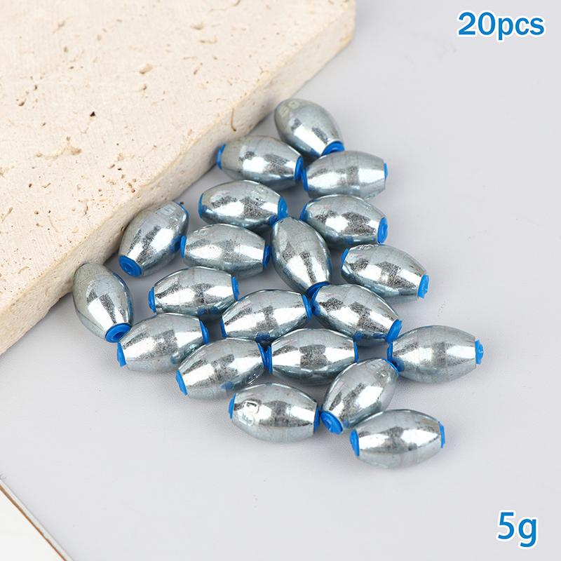 20Pcs Alloy Hollow Olive Fishing Sinkers3/ 4/6/8/10/12/15g Wax Coating Steel Fishing Weights Fishing Weight Accessories