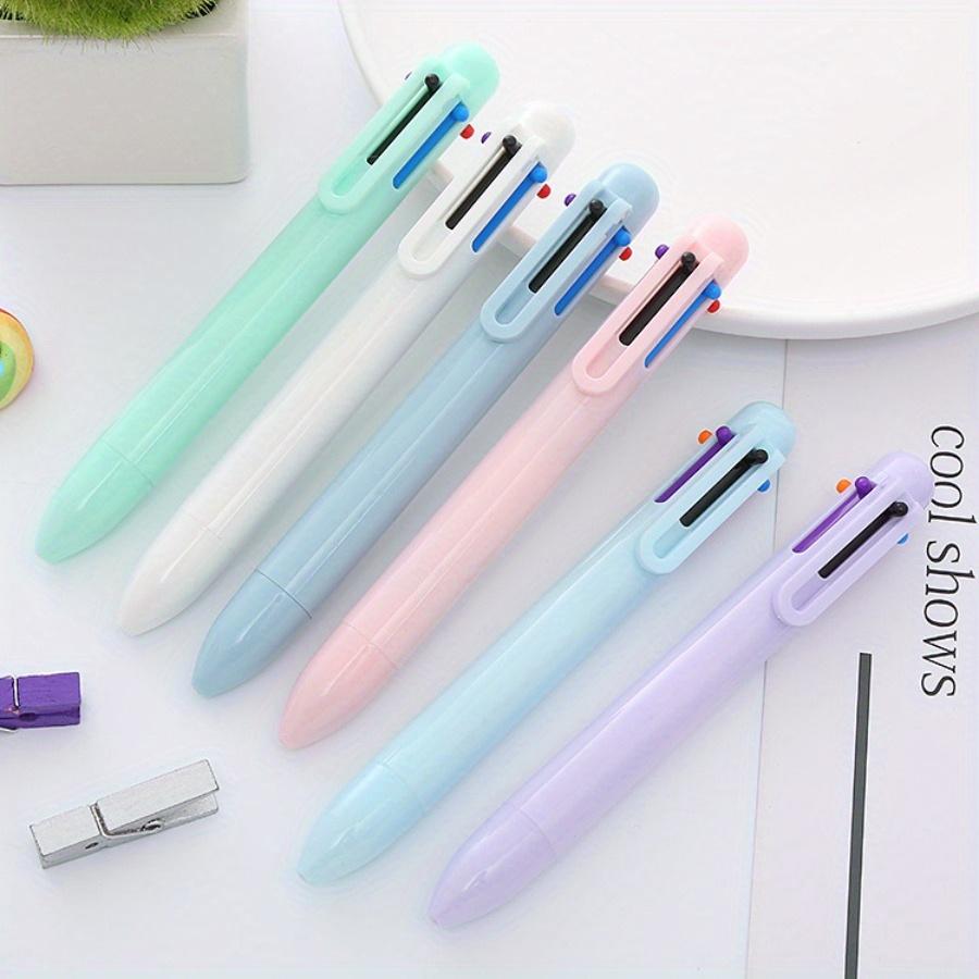 10pcs Creative Macaron 6-color Ballpoint Pen Solid Color Click Pen Multi-color Oil Pen Color Accounting Pen