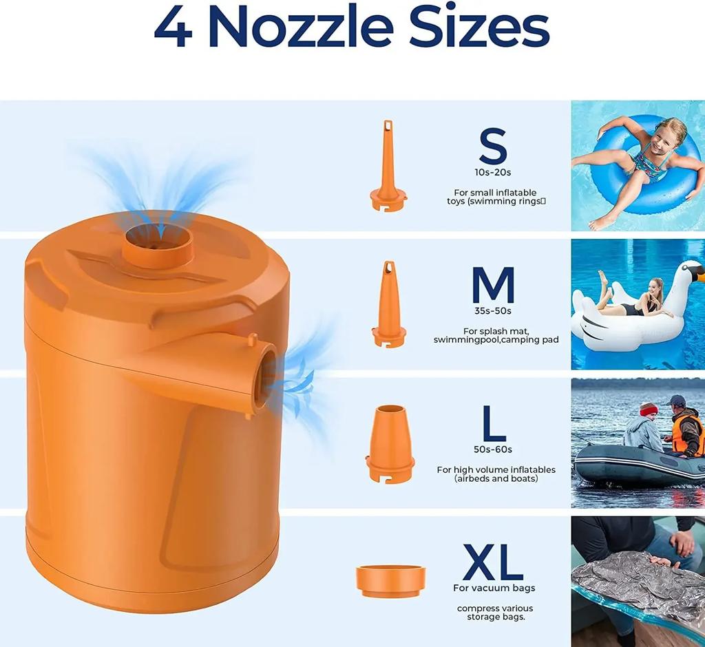 Электрический воздушный насос-насос Аккумуляторный перезаряжаемый воздушный компрессор для ПВХ лодки, матраса, надувного бассейна, плота, надувной кровати