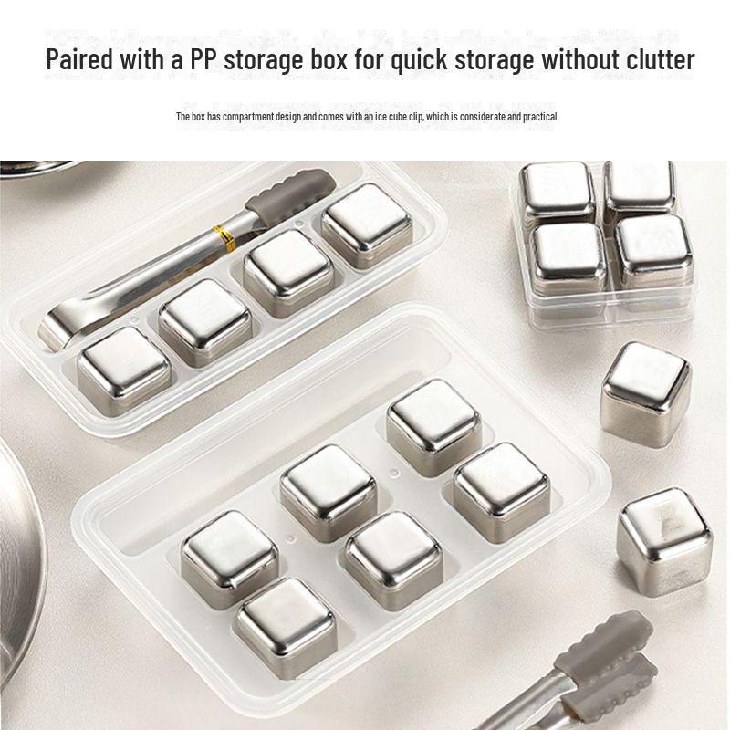 «Многоразовые кубики льда из нержавеющей стали 304 для быстрой заморозки виски и пива»