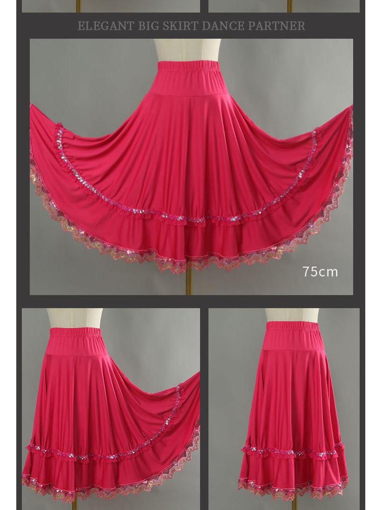 Square Dance Stage Costume: High Waist Ethnic Swing Skirt for Women (Adult, Spring/Summer)