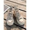 Canvas Shoes Women's 2025 New Spring Students Casual Breathable Non-slip Sports Mid-help Thick-soled Muffin Little White Board Shoes