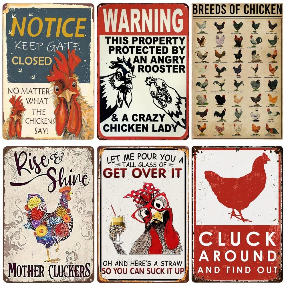 Crazy Chicken Coop Sign Retro Metal Welcome Plaque Funny Farmhouse Perfect For Henhouse Or Kitchen Ideal Farm Gift Wall Decor