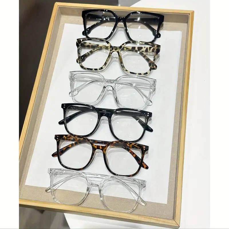 6Pcs Casual Fashion Square Frame Set Glasses with Transparent Lenses for Protection Against Blue Light Damage from Electronic Sc