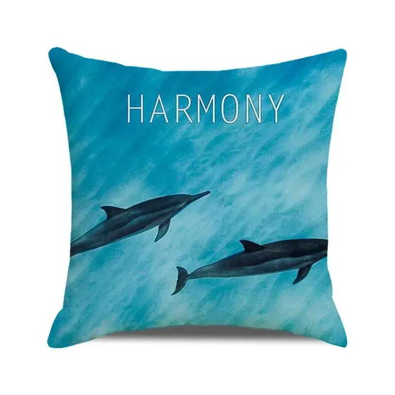 45x45 cm Blue Ocean Style Square Cushion Cover Beach Coconut Grove Sunset Scenery Print Pillowcase Home Decor Pillow Cover
