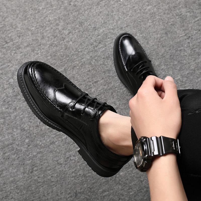 Spring and Summer Leather Shoes Men's Versatile Men's Shoes Casual Shoes Heightening Chef Shoes Black Work Shoes Martin Shoes Men