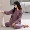 Пижама из флиса Island для женщин, осенне-зимняя, тонкий флис, коралловый флис, домашняя одежда для мамы среднего возраста, весенне-осенний, большой размер, теплый костюм