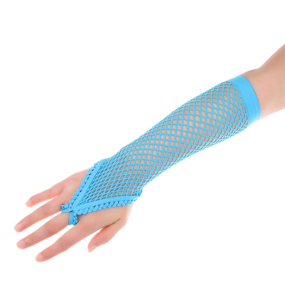 Модные однотонные перчатки-сетки для танцев, длинные перчатки, кружевные митенки, перчатки без пальцев