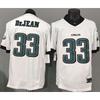 Rugby Jersey Embroidered Short Sleeve Team Uniform Atlanta Falcons 33 DEJEAN White With Black Collar Premium Quality