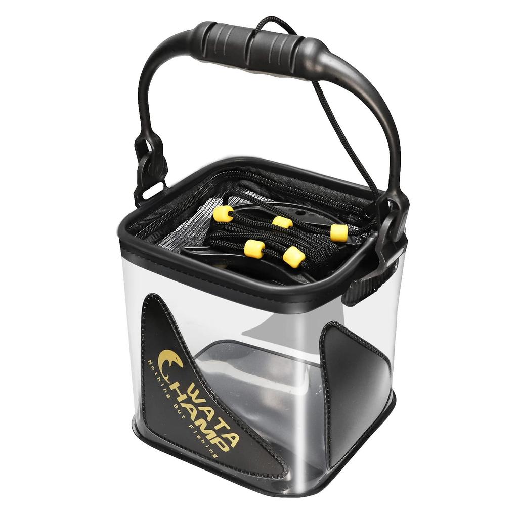 Bakkan Water Fetching Folding Mesh Rope with EVA Fishing Water Disaster Prevention Easy To Bucket, Bucket, Cover, (8m) Beads, 5.5L/8.0L Bucket,