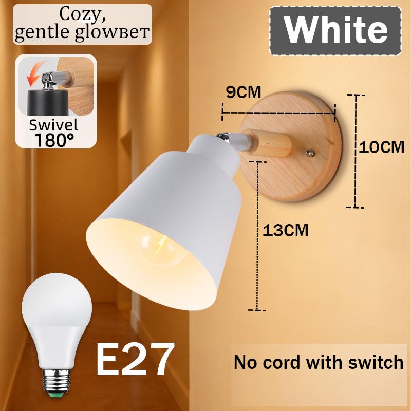 LED Wall Light E27 Bulb Replaceable 85-265V 3 Color Wall Lamp Bedside Light Living Room Bedroom Wall Sconce Decor Lighting