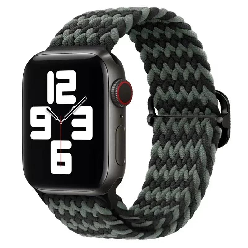 Плетеный ремешок Solo Loop для Apple Watch 10 Band 42 мм 46 мм 45 мм 44 мм 40 мм 9 8 7 6 5 4 SE 2 Регулируемый эластичный нейлоновый ремешок iWatch Ultra