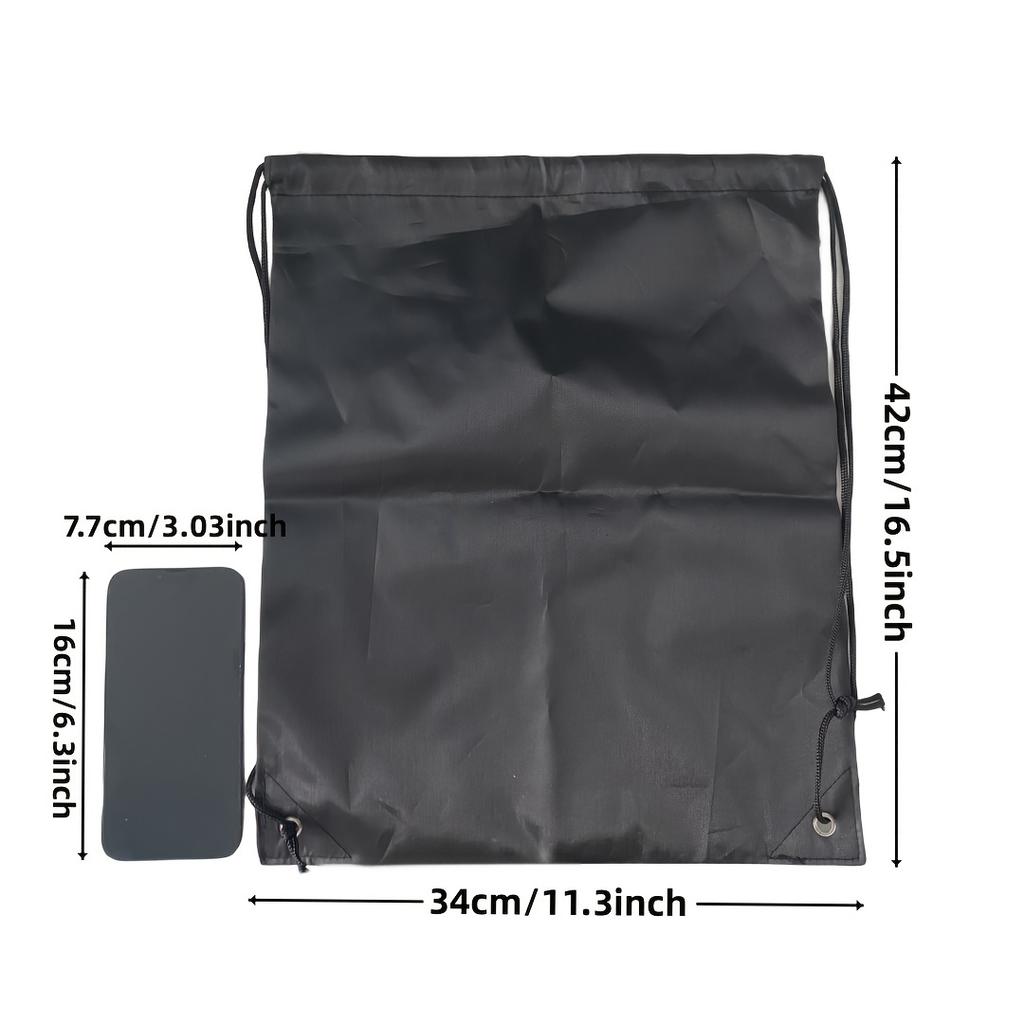1pc Drawstring Backpack Black Gym Bulk Strapped Handbag Backpack Drawstring Backpack, Black