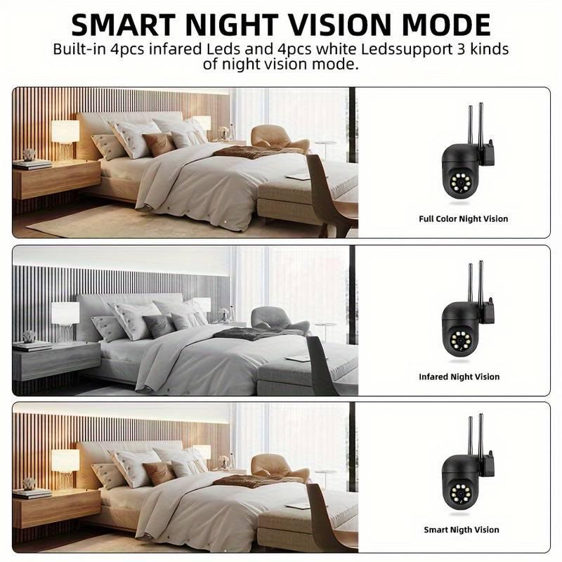 1 беспроводная камера 1080p HD для внутреннего и наружного наблюдения с цветным ночным видением, двусторонней аудиосвязью, панорамированием/наклоном/зумом, Wi-Fi, интеллектуальная камера безопасности для дома с функцией отслеживания движения